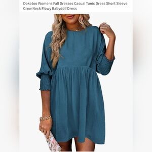 Dokotoo Teal Long Sleeve Women's Dress